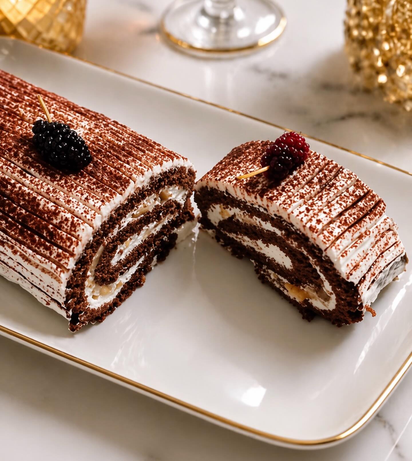 Soft chocolate roll, filled with dreamy cream.